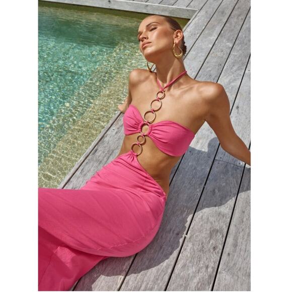 Lisa Maree Lost in Paris Cutout Midi Dress in Pink - Picture 2 of 9